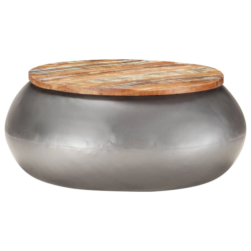vidaXL Solid Reclaimed Wood Coffee Table Grey Center Table Living Room Home