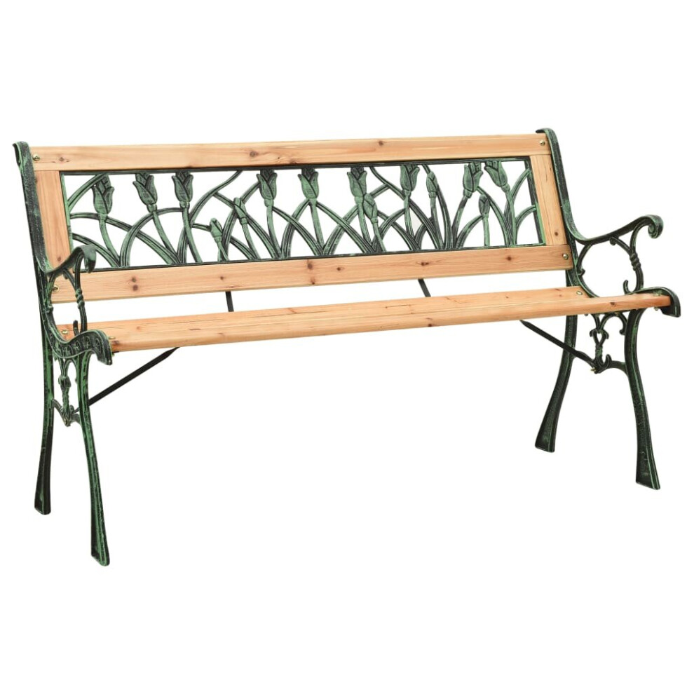 vidaXL Solid Firwood Garden Bench 122 cm Cast Iron Outdoor Seating Lounge Seat