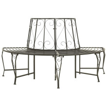 vidaXL Garden Half Round Tree Bench 160 cm Steel Outdoor Seating Lounge Seat