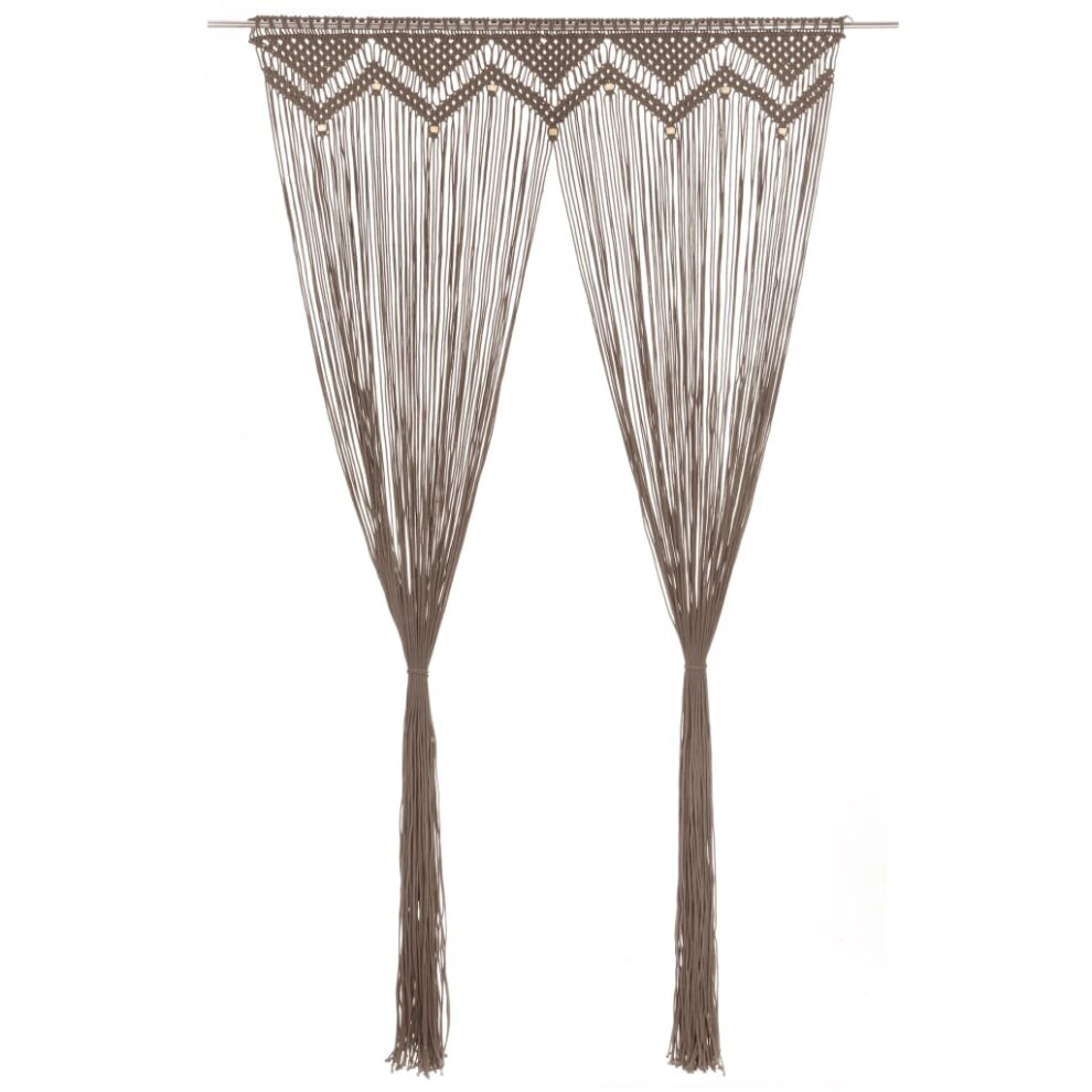 vidaXL Macrame Curtain Taupe 140x240 cm Cotton Shade Drape Translucent Blind