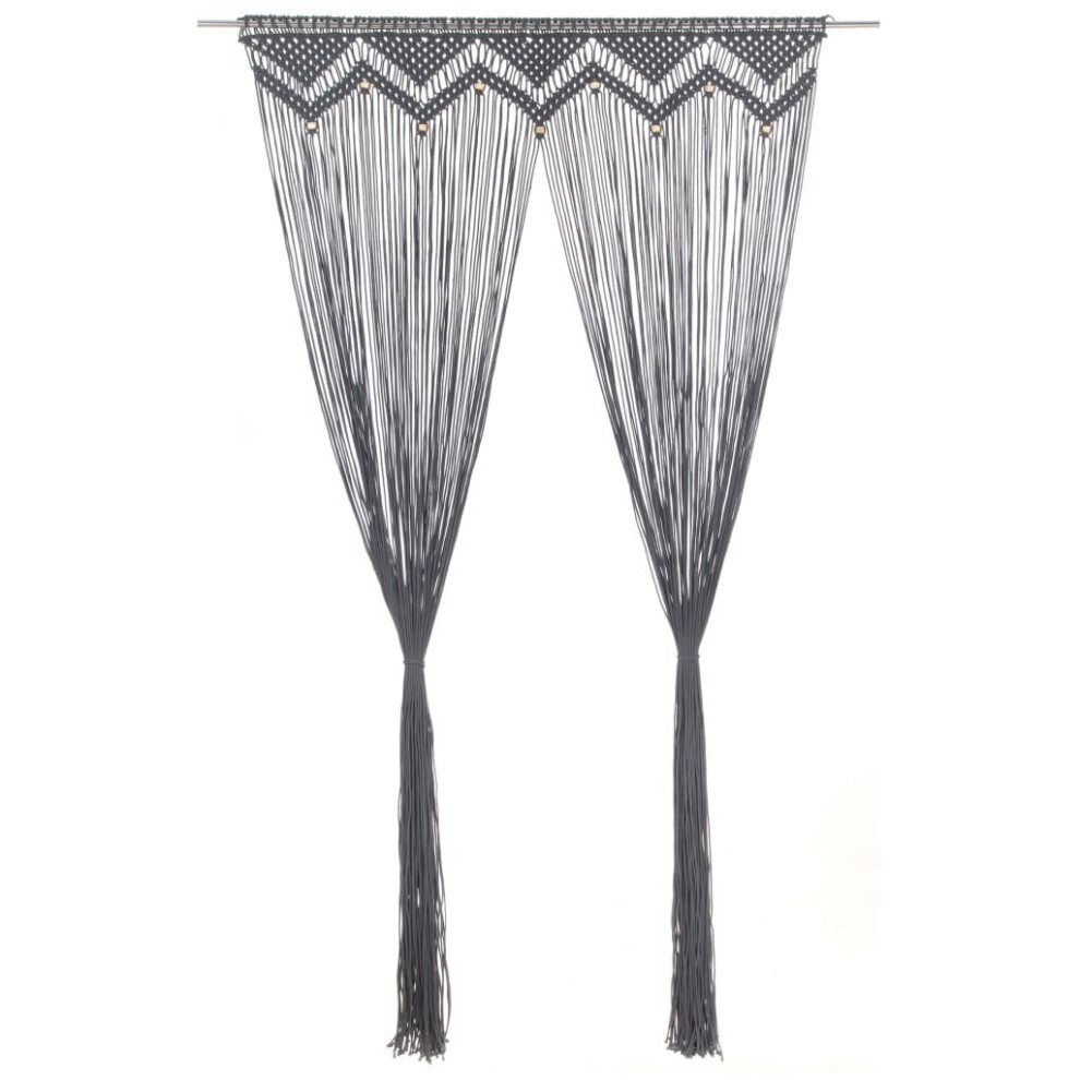 vidaXL Macrame Curtain Anthracite 140x240 cm Cotton Drape Translucent Blind