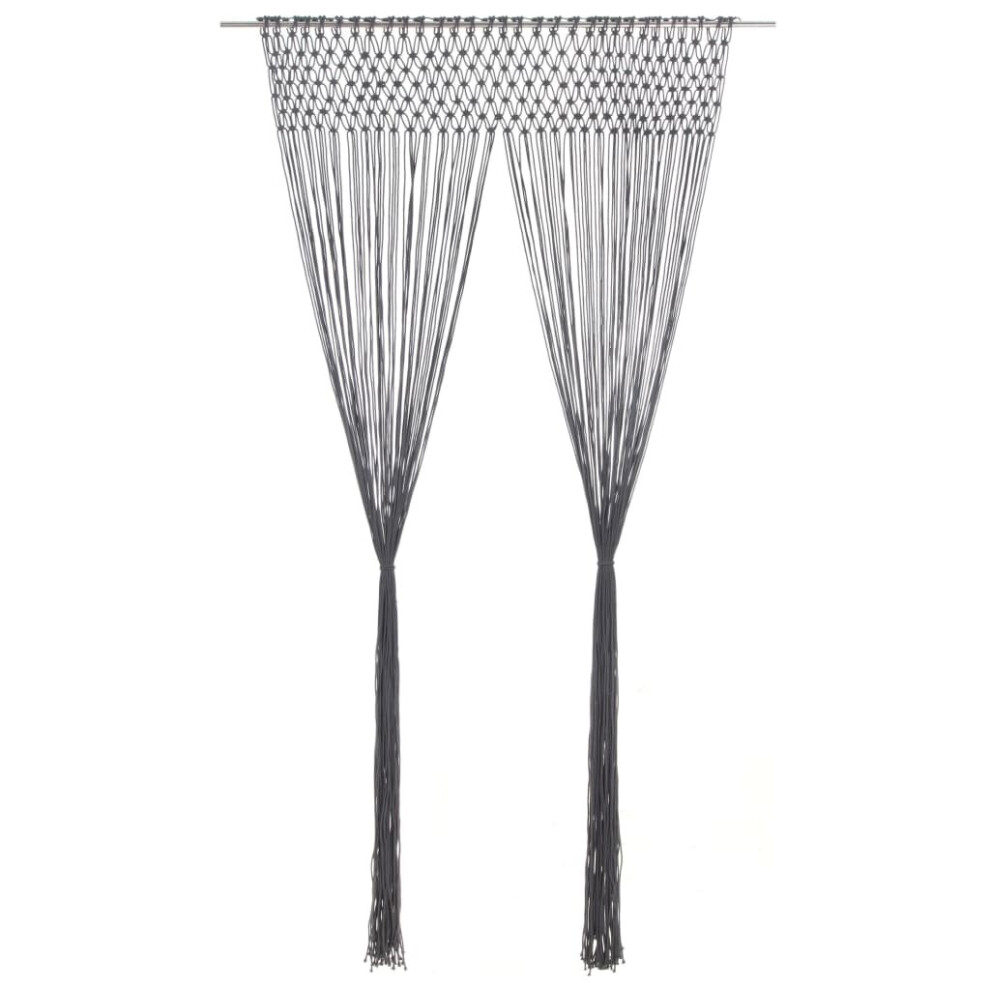 vidaXL Macrame Curtain Anthracite 140x240 cm Cotton Drape Translucent Blind