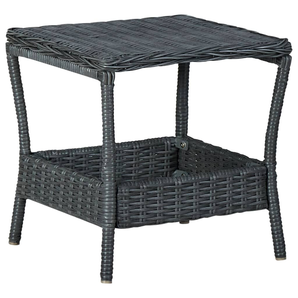 vidaXL Garden Table Dark Grey Poly Rattan Patio Coffee Dining Table Furniture