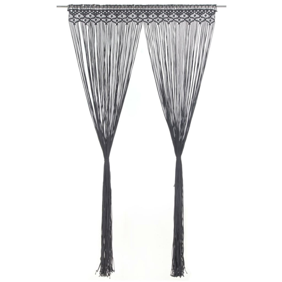 vidaXL Macrame Curtain Anthracite 140x240 cm Cotton Drape Translucent Blind-image-OPC-P6SGRBM-NEW