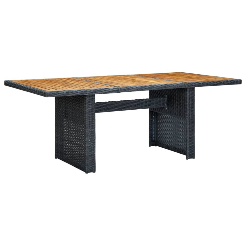 Vidaxl Solid Acacia Wood Garden Table Dark Grey Poly Rattan Outdoor Side Desk