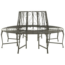 vidaXL Garden Tree Bench 160 cm Steel Outdoor Patio Decor Seating Lounge Seat