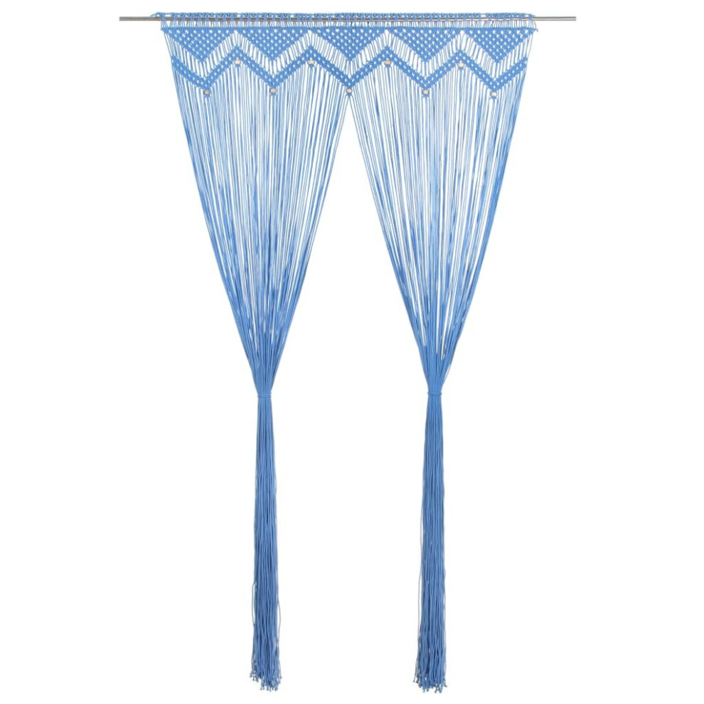 vidaXL Macrame Curtain Blue 140x240 cm Cotton Shade Drape Translucent Blind