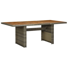 vidaXL Solid Acacia Wood Garden Table Brown Poly Rattan Outdoor Side Desk