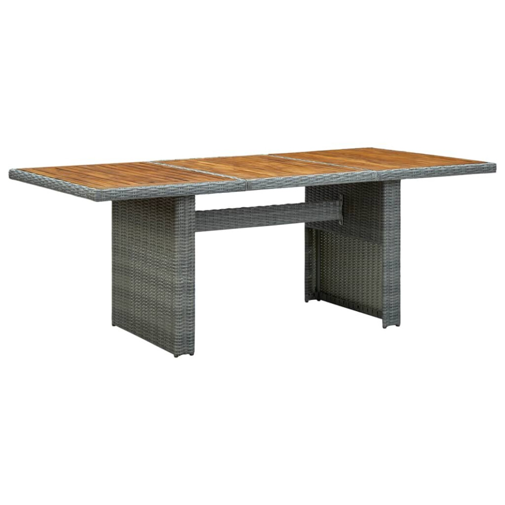 Vidaxl Solid Acacia Wood Garden Table Light Grey Poly Rattan Outdoor Side Desk