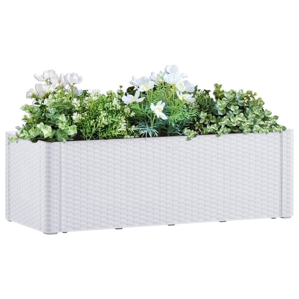 vidaXL Garden Raised Bed with Self Watering System White 100 cm Flower Planter