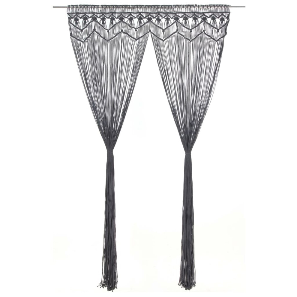 vidaXL Macrame Curtain Anthracite 140x240 cm Cotton Drape Translucent Blind