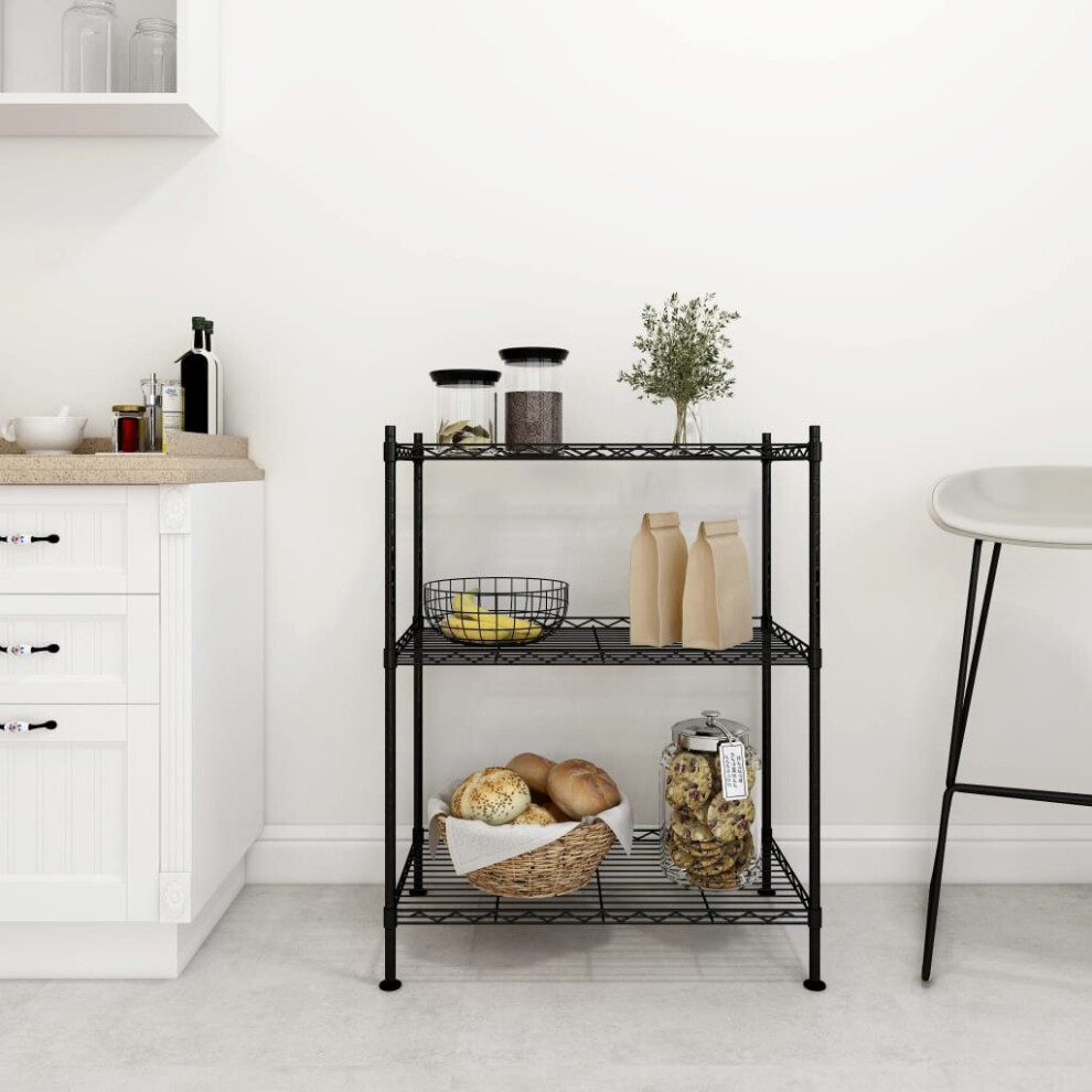 Vidaxl 3-Tier Storage Rack 150 Kg Workshop Shelving Holder Organiser Black