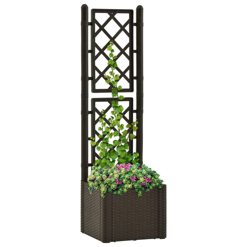 vidaXL Garden Raised Bed with Trellis and Self Watering System Mocha Planter