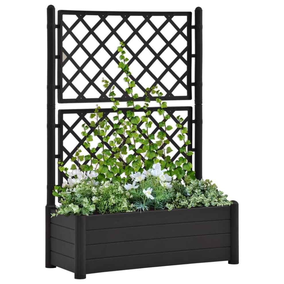 vidaXL Garden Planter with Trellis PP Anthracite Flower Planting Raised Bed