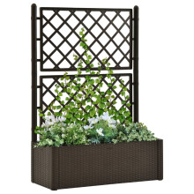 vidaXL Garten-Hochbeet mit Spalier und Selbstbewässerungssystem Mokka