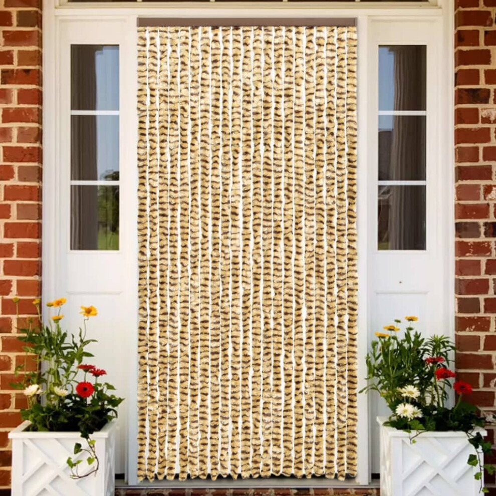 vidaXL Insect Curtain Beige and Brown 90x220 cm Chenille Doorway Screen Blind