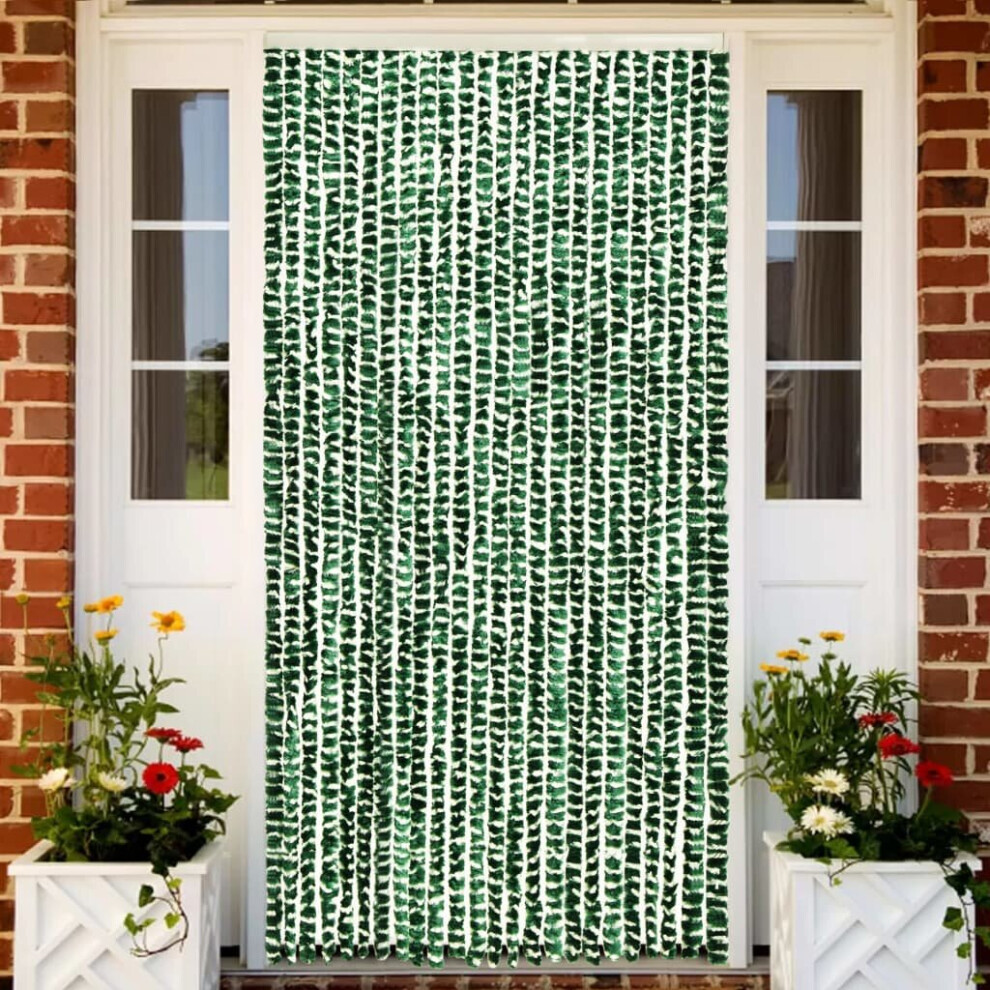 vidaXL Insect Curtain Green and White 100x220 cm Chenille Doorway Screen Blind