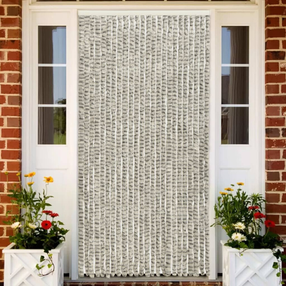 vidaXL Insect Curtain Light and Dark Grey 100x220 cm Chenille Doorway Screen