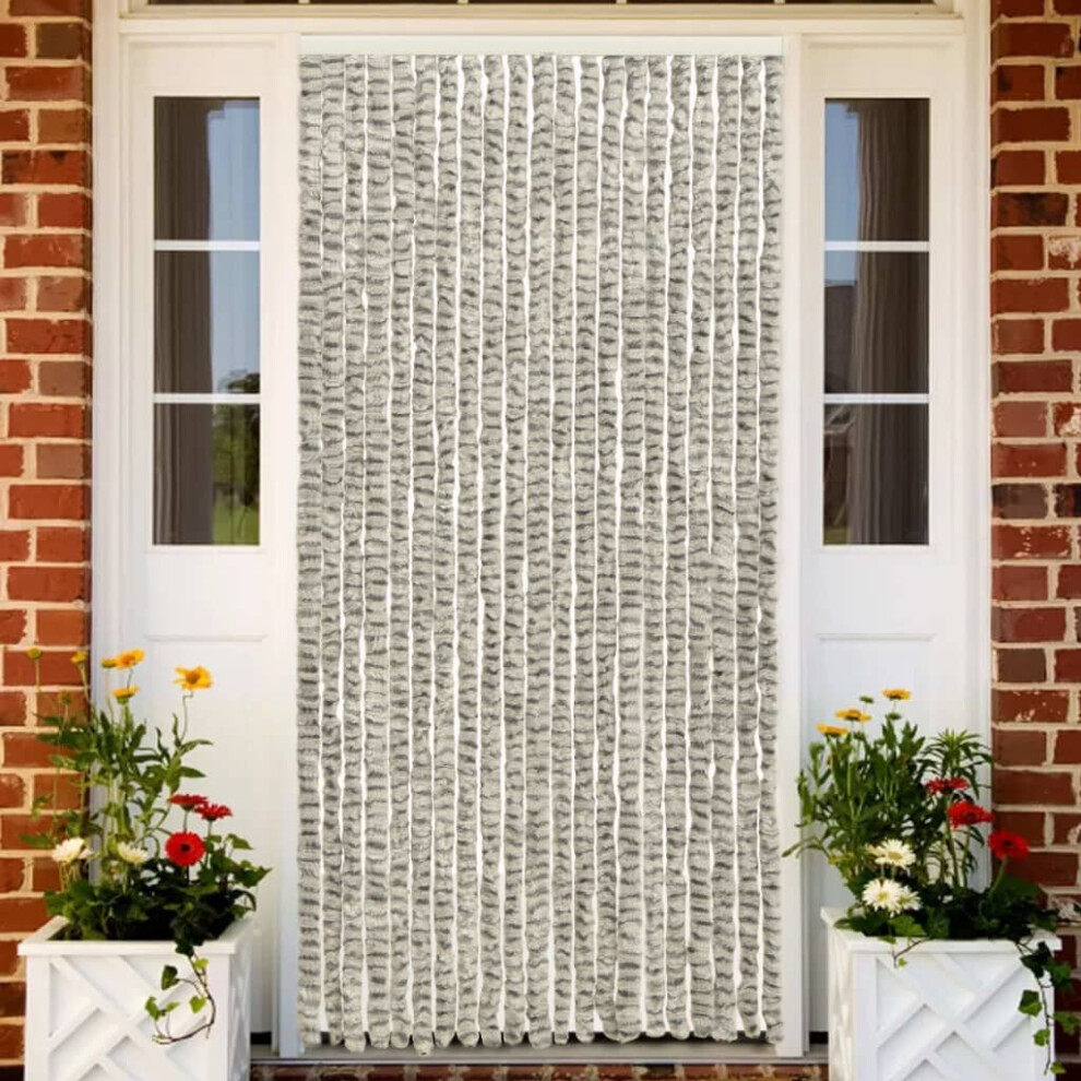 vidaXL Insect Curtain Light and Dark Grey 90x220 cm Chenille Doorway Screen