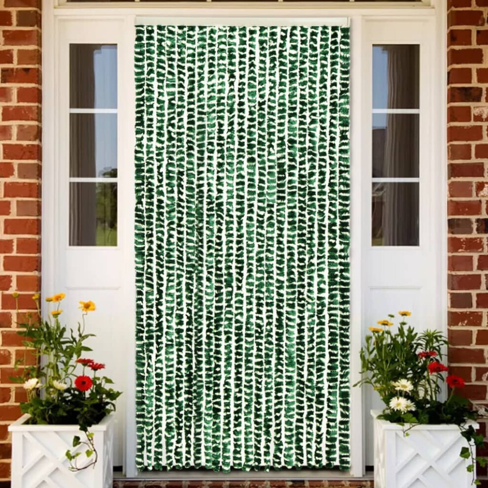 Vidaxl Insect Curtain And 56X185 Cm Chenille Doorway Screen Blind Green/White