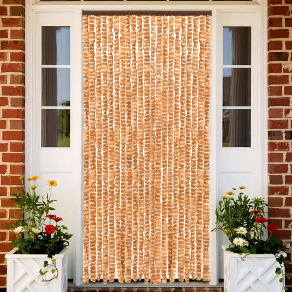 vidaXL Insect Curtain Ochre and White 90x220 cm Chenille Doorway Screen Blind