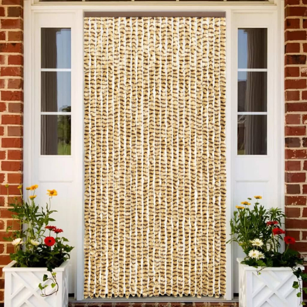 vidaXL Insect Curtain Beige and Brown 100x220 cm Chenille Doorway Screen Blind