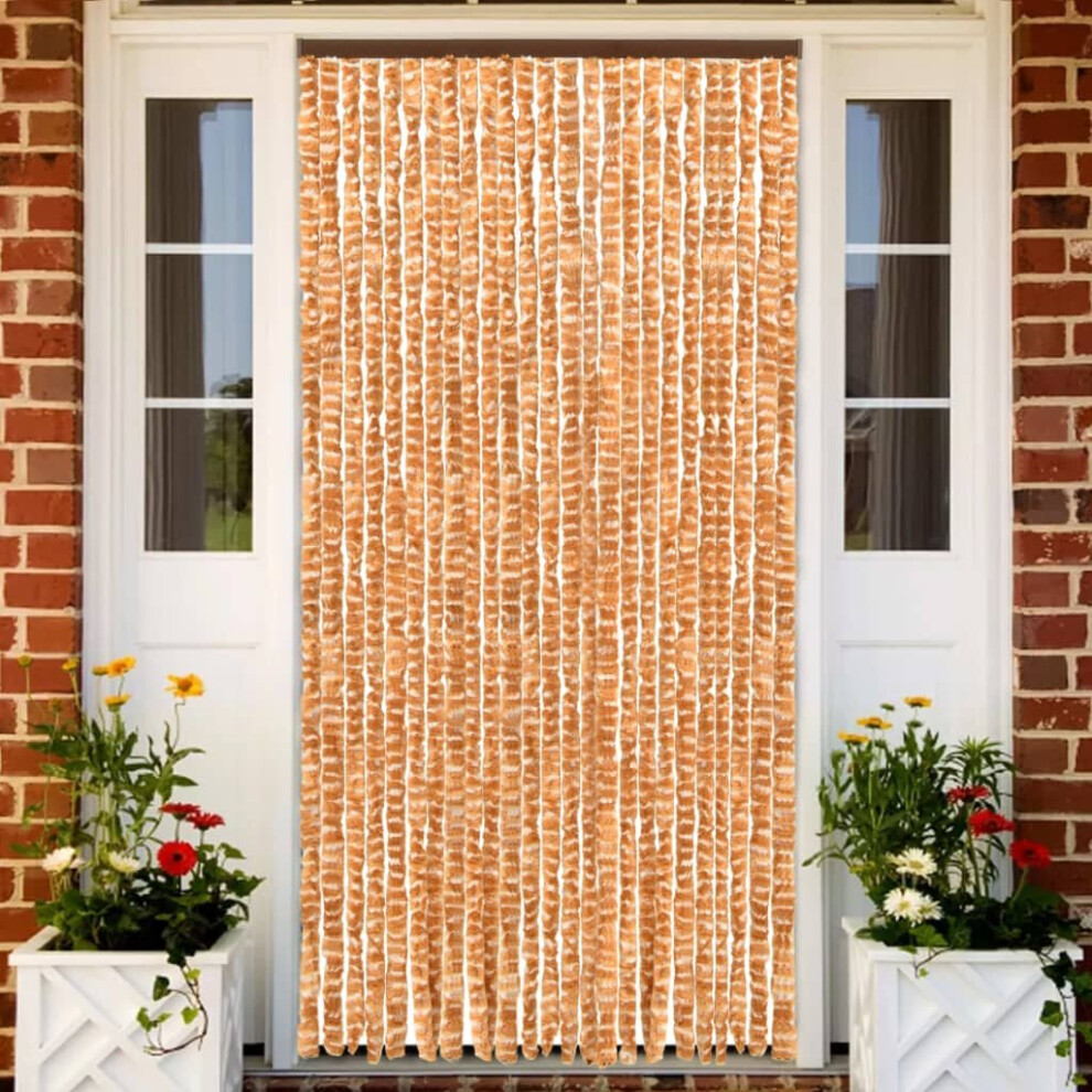 vidaXL Insect Curtain Ochre and White 100x220 cm Chenille Doorway Screen Blind