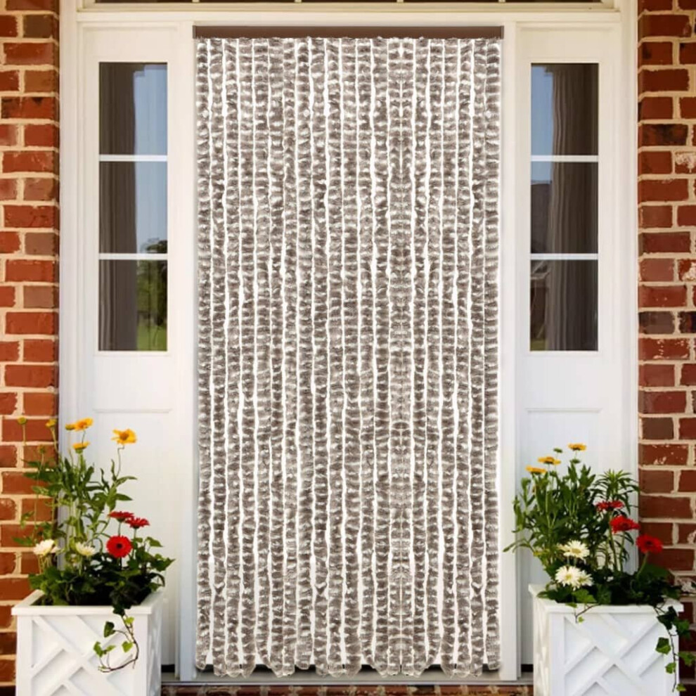Vidaxl Insect Curtain Taupe And White 90X220 Cm Chenille Doorway Screen Blind White,Brown