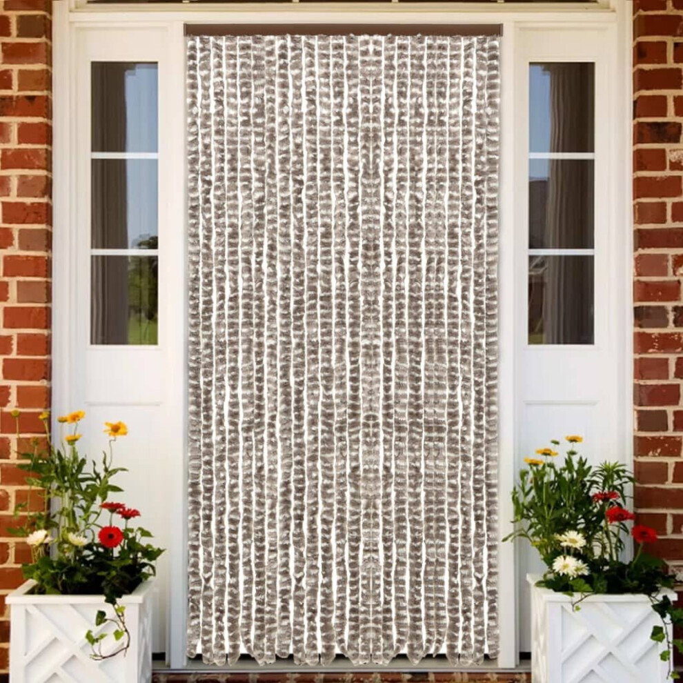 Vidaxl Insect Curtain Taupe And White 100X220 Cm Chenille Doorway Screen Blind White,Brown