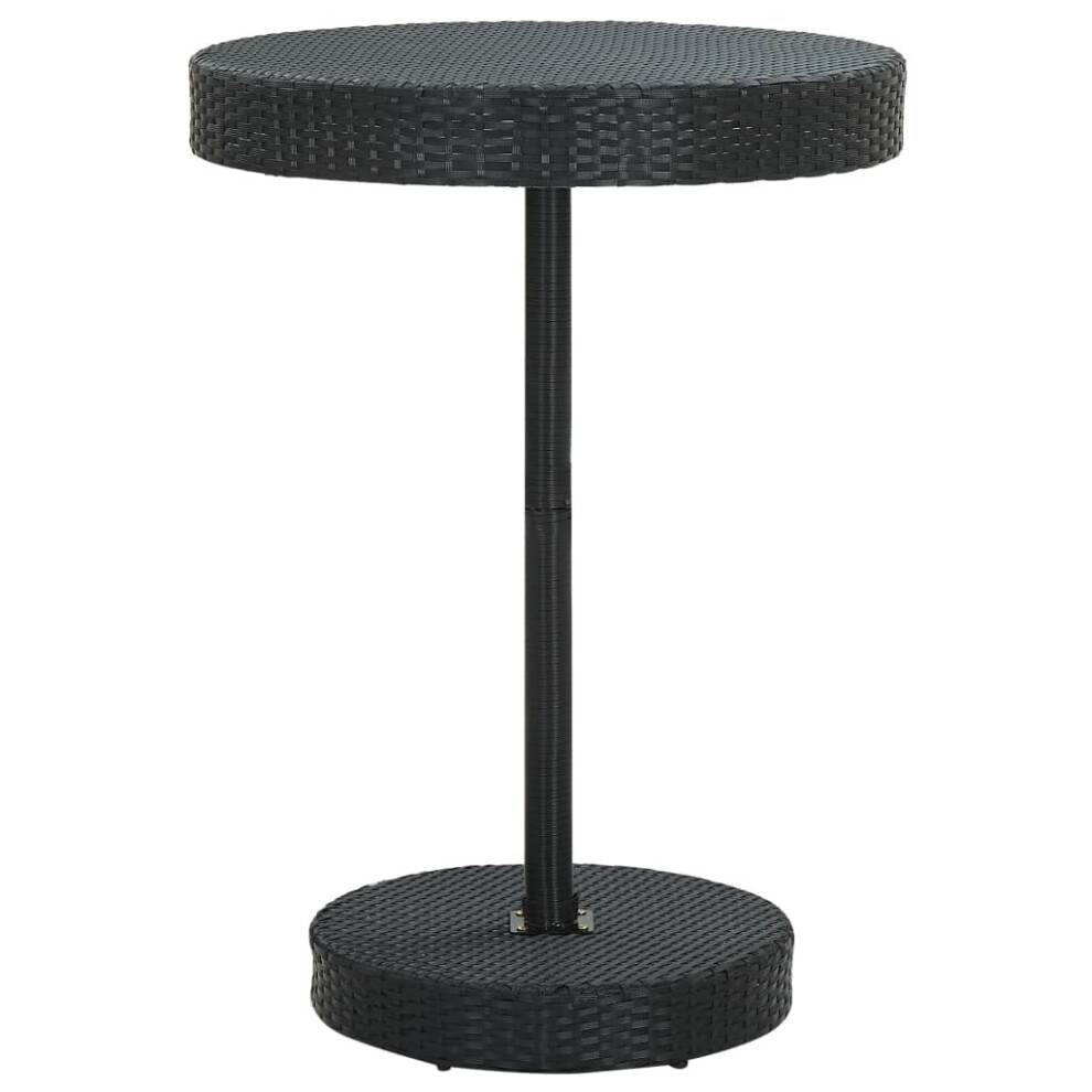 Vidaxl Garden Table Black Poly Rattan Outdoor Bar Bistro Pub Tea Coffee Table