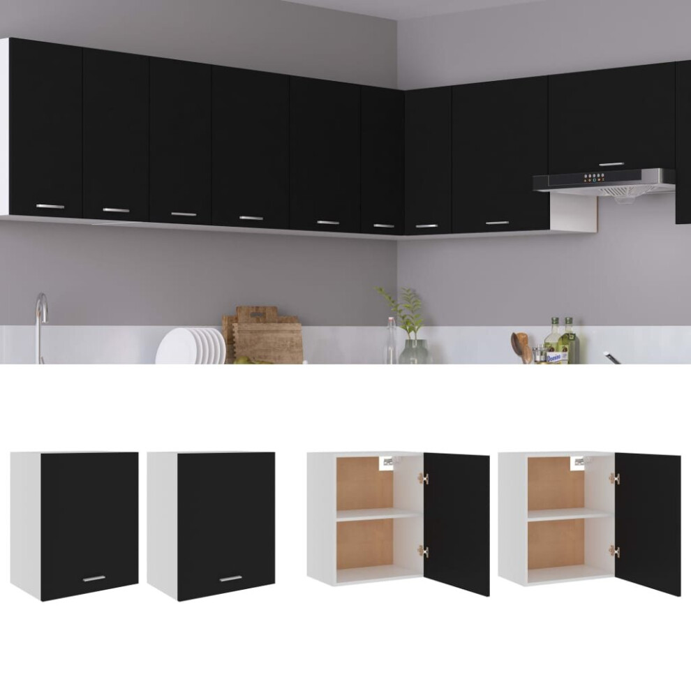 vidaXL 2x Kitchen Cabinets Black Chipboard Kitchen Storage Shelf Organiser