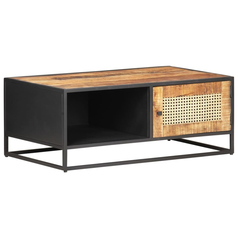 vidaXL Rough Mango Wood Coffee Table Natural Cane Center Table Living Room