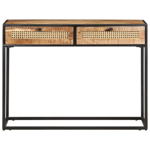 VidaXL vidaXL Rough Mango Wood Console Table Natural Cane Accent Table Living Room 1