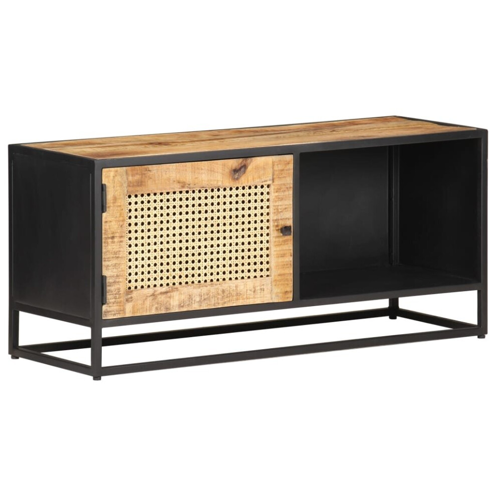 Vidaxl Rough Mango Wood Tv Cabinet Natural Cane Stereo Media Stand Sideboard