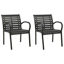 vidaXL 2x Garden Chairs Steel and WPC Black Outdoor Seating Patio Armchair