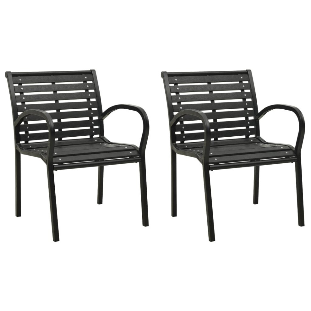 vidaXL 2x Garden Chairs Steel and WPC Black Outdoor Seating Patio Armchair