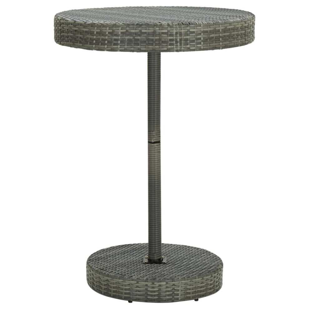 vidaXL Garden Table Grey Poly Rattan Outdoor Bar Bistro Pub Tea Coffee Table-image-OPC-P6SGRVV-NEW