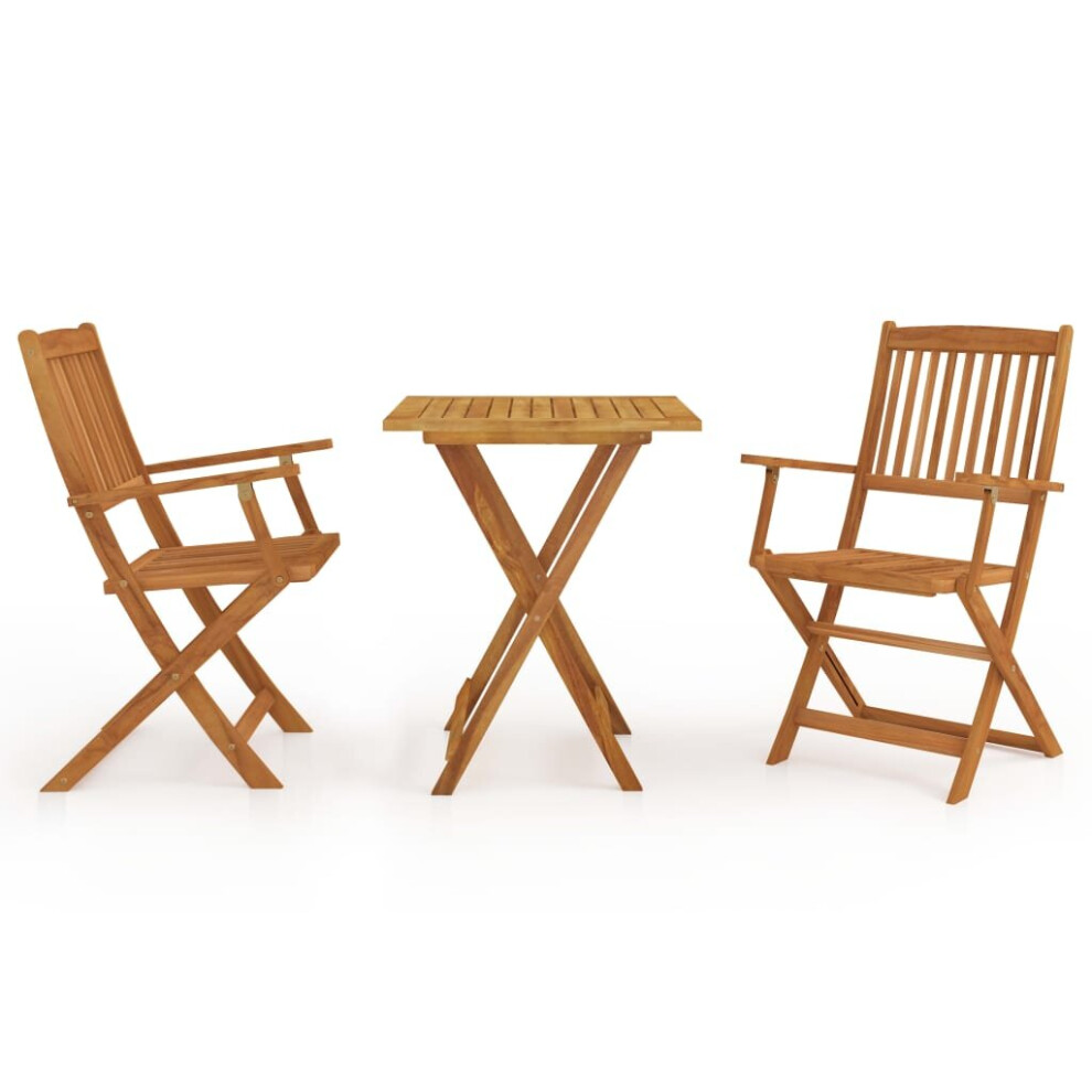 vidaXL Solid Acacia Wood Folding Garden Dining Set 3 Piece Patio Furniture