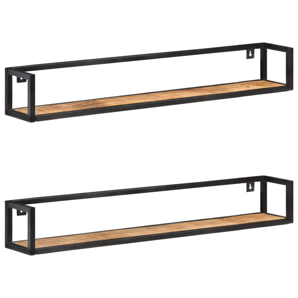 vidaXL 2x Rough Mango Wood Wall Shelves 120 cm Home Floating Display Rack