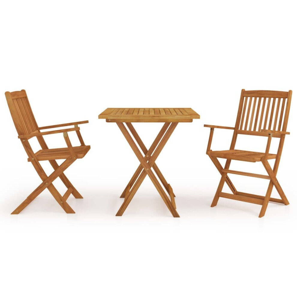 vidaXL Solid Acacia Wood Folding Garden Dining Set 3 Piece Wooden Furniture