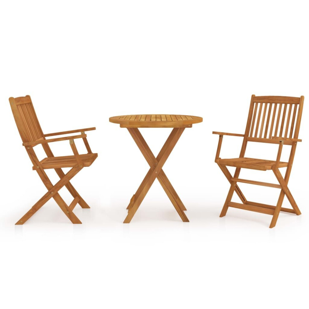 vidaXL Solid Acacia Wood Folding Garden Dining Set 3 Piece Dinner Furniture