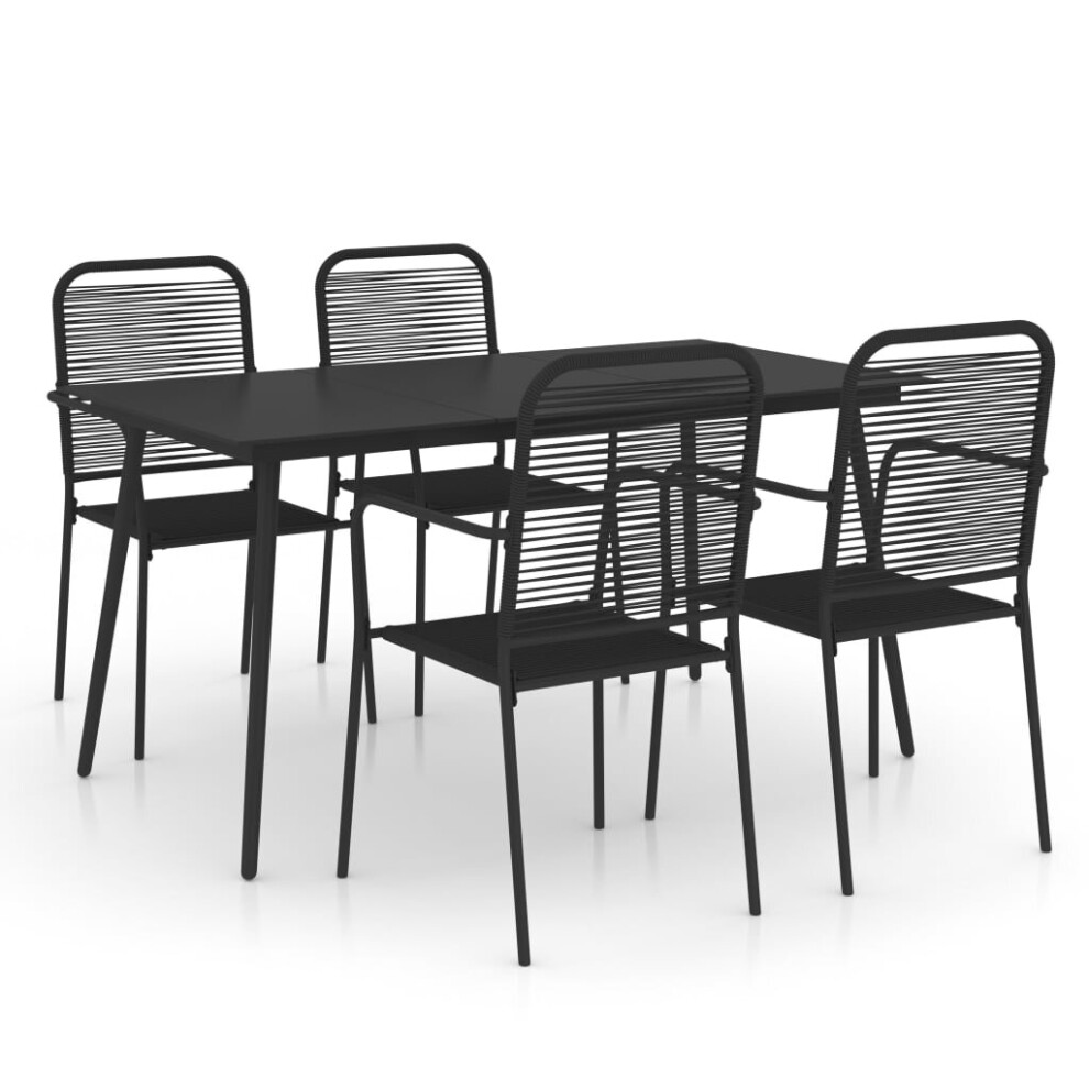 Vidaxl Garden Dining Set 5 Piece Cotton Rope And Steel Black Dinner Furniture