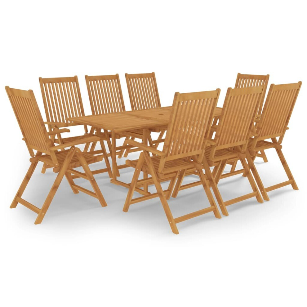 vidaXL Solid Teak Wood Garden Dining Set 9 Piece Wooden Outdoor Furniture Set