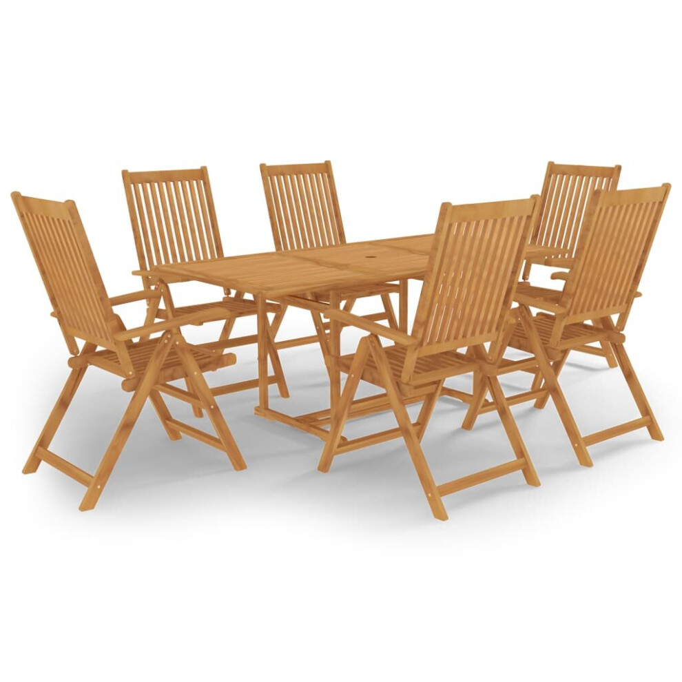 vidaXL Solid Teak Wood Garden Dining Set 7 Piece Wooden Outdoor Furniture Set