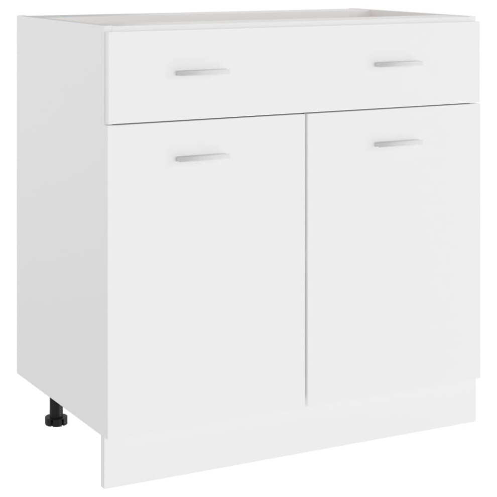 vidaXL Drawer Bottom Cabinet Storage Cabinet Sideboard White Engineered Wood