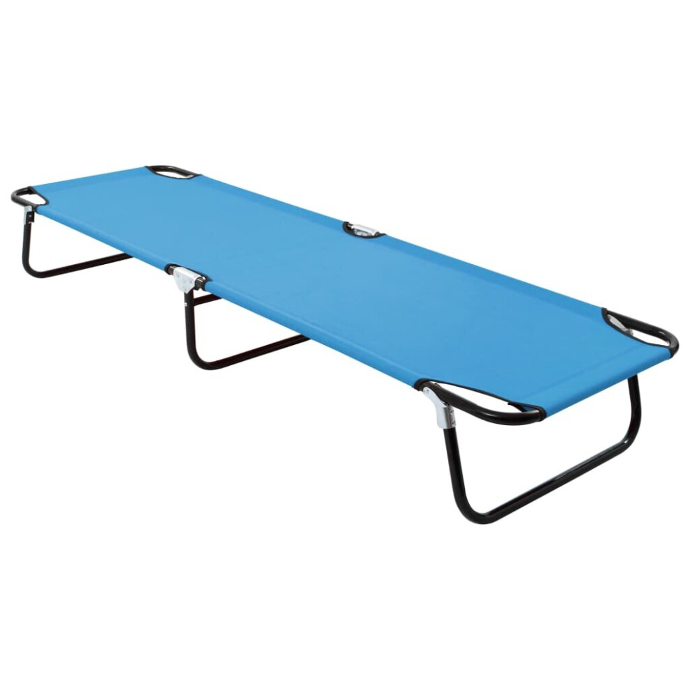 Vidaxl Folding Sun Lounger Steel Turquoise Blue Garden Sunbed Lounge Chair