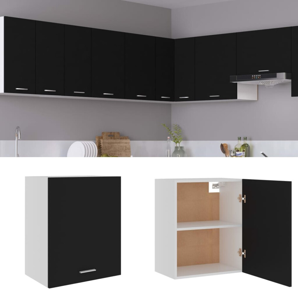 vidaXL Kitchen Cabinet Black Chipboard Home Kitchen Storage Shelf Organiser