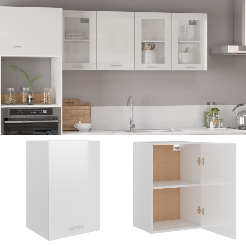 vidaXL Kitchen Cabinet High Gloss White Chipboard Kitchen Storage Organiser