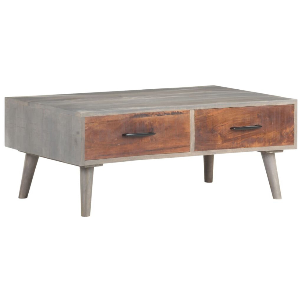 vidaXL Solid Rough Mango Wood Coffee Table Grey Center Table Living Room Home