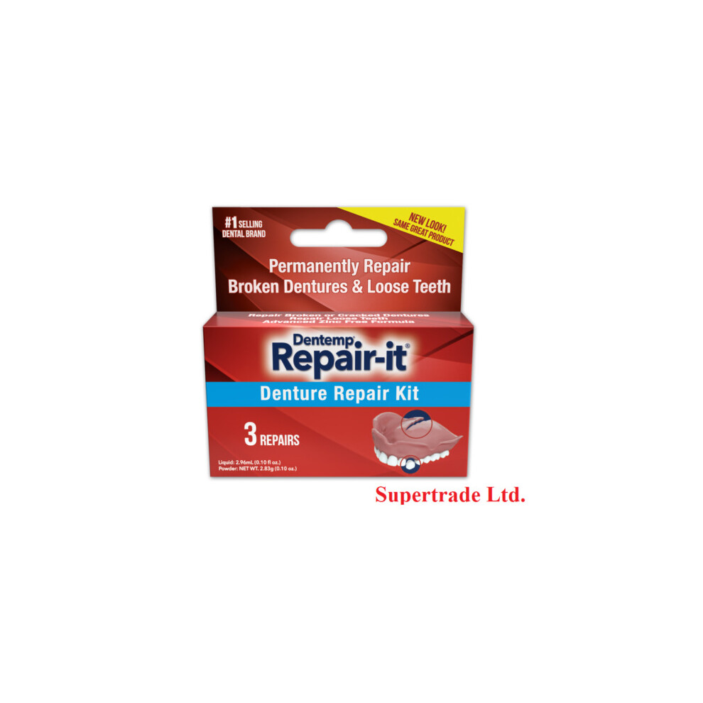 Dentemp Repair-it Emergency Dental Repair Kit Broken Loose Dentures - 3 Repairs